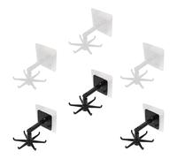 CRAFTHROU 6pcs Rotatable Wall Mounted Hooks Six-jaw Design for Kitchen and Garage, Abs Material Household Cookware Storage Rack, Easy to Install and Remove, Practical Hanging Hooks
