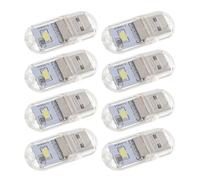 CRAFTHROU 8pcs Portable USB Night Light White Plastic Mini Illumination Lamp No Wiring Required Rechargeable LED Lamp for Indoor Use for Bedroom and Office