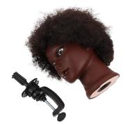 CRAFTHROU African Hair Practice Mannequin Head with Layered Afro Look and Table Clamp, Real Hair Styling Model for Braids and Twists, for Cosmetology School Supplies and Salon Display