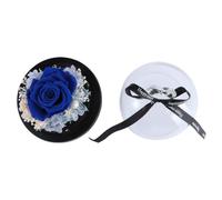 CRAFTHROU Blue Never Withered Rose Glass Dome Preserved Flower Gift