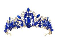 CRAFTHROU Blue Rhinestone and Crystal Bridal Tiara Headband for Brides, Handmade Zinc Alloy Crown Creates Instant Stunning Hairstyle, Wedding and Engagement Hair Accessory