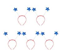 CRAFTHROU Blue Star Headbands Hair Hoop Set Plastic and Metal Material 5pcs Hair Accessories Cute and Funny for Party and Cosplay
