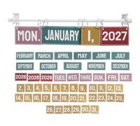 CRAFTHROU Boho Flip Calendar 2026-2029 for Classroom and Office with Reusable Self-adhesive Paper Cards, Metal Bracket, Easy Installation, School Season Decor and Teacher Supplies