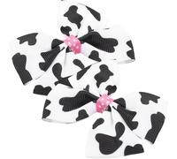 CRAFTHROU Bowknot Hair Clips Cloth Material 2pcs Secure Clips Not Easy to Fall with Cow Print Design for Formal and Casual Events