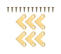 CRAFTHROU Brackets , Surface with Flat Brass Corner Bracket Smooth 6pcs and Simple Installation for Retro Chic Style Right Angle Joints Jewelry Boxes and Photo Frames