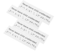 CRAFTHROU Braille Label Signs 4pcs, for PVC Visually Impaired White Reusable Braille Sign Boards Ensuring Safety in and Public Areas Home