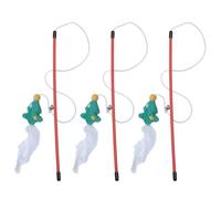 CRAFTHROU Cat Tease Sticks with Bells, Fun Interactive Cat for Pet Training and Play 3 Pcs Christmas Themed for Indoor Use during Festive Season