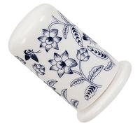 CRAFTHROU Ceramic Toothpick Holder Dispenser with Lid, Blue Porcelain Decorative Toothpick Case Featuring Creative Flower Pattern Design, for Household and Dining Table Use