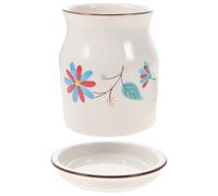 CRAFTHROU Ceramic Utensil Holder with Draining Water Feature with Drain Holes Simple and Modern Cutlery Crock for Kitchen Countertop for Home and Party Use