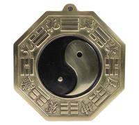 CRAFTHROU Copper Bagua Mirror Wall Pendant with Hanging Hole for Exorcising Evil, Antique Style Mirror with Delicate Details, for Home Decoration and Living Room Ornament