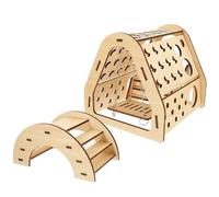 CRAFTHROU DIY Hamster Slide Hideout Wooden House Beige Self-assembly Small Animal Habitat Decoration Good Sleeping Place for Hamster Playground