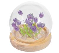 CRAFTHROU DIY Tulip Nightlight Lamp for Bedroom with Glass and Wood Materials, Comfortable Atmosphere and Aesthetic Style, Includes Artificial Tulips and Crystal Stones, Decorative Light