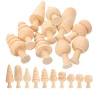 CRAFTHROU DIY Unfinished Wooden Mini Tree and Mushroom Craft Set 20 Pieces for Painting, Graffiti and Garden Decoration 10 Different Designs