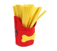 CRAFTHROU Dog Snuffle French Fries Shaped Slow Feeder with Felt Material for Dog Training, Interactive Squeaky that Keeps Pets Busy and Encourages Sniffing during Play
