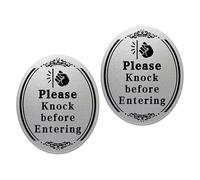 CRAFTHROU Door Stickers Waterproof Please Knock before Entering Self Adhesive 2pcs Black Pvc Strong Adhesive for Office Walls and Bathrooms