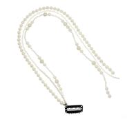 CRAFTHROU Elegant Pearl Hair Accessories for Women, White Plastic Pearl Headband with Tassel Chain, Chic and Stylish Hair Clips to Create Hairstyles for Bridal and Photo Taking