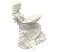 CRAFTHROU Elegant White Resin Mermaid Mini Display Stand for Crystal Sphere, Decorative Artistic Style Base for Festival and Christmas Home Decor
