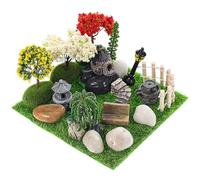 CRAFTHROU Fairy Garden Miniatures Set for Decorating Fish Tanks and Doll Gardens Easy to Use Plastic Miniature Decoration with Stones Fences and Trees Cute and Unique