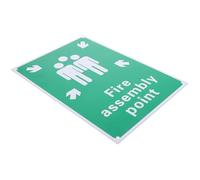 CRAFTHROU Fire Assembly Point Sign Thick Pvc Emergency Safety Warning with Symbol and Text for Office Outdoor Use High Hardness Fire Emergency Assembly Point Location Sign Portable
