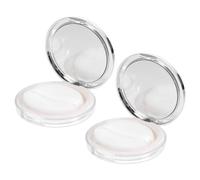 CRAFTHROU Flip-Top Elastic Mesh Loose Powder Boxes 2 Sets Silver 5G Cosmetic Powder Cases for Women’S Travel and Daily Makeup