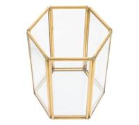CRAFTHROU Glass Makeup Brush Organizer High-end Atmosphere with Large Capacity and Strong Bearing Capacity Golden Glass Brush Holder for Desk and Home