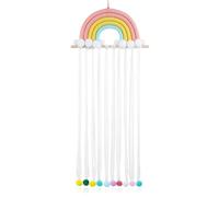 CRAFTHROU Hair Clip Holder Organizer with Cotton Tassels Wooden Frame Display Rainbow for Wall Hanging Hair Bow Hanger for Room Decor