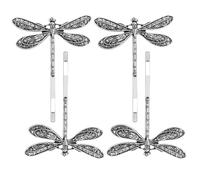 CRAFTHROU Hairpin Barrette Clips Alloy Metal Material , Silver Colour 4pcs Vintage Dragonfly Eye-catching Hair Accessory for Women for Theme Parties and Holidays