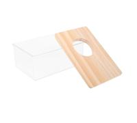 CRAFTHROU Hamster Sand Bath Box Acrylic and Wood Cover Featuring a Hole, Easy to Store and Multifunctional Small Animals Bathing Basin for Digging and Shower