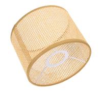 CRAFTHROU Hand Woven Rattan Lamp Shade with 4.2cm Aperture, Khaki Colour, Softens Light for Household Decoration, Delicate and Generous Shape for Table Lamps Or Bedroom Use