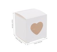 CRAFTHROU Heart Window Mini Cake Boxes White 50Pcs PVC, 2X2X2 Inch Candy Boxes for Wedding Party Favour, Individual Dessert Containers Suitable for Macarons and Chocolates