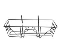 CRAFTHROU Iron Hanging Plant Holder Flower Rack for Balcony and Garden, Black Square Wall Mounted Railing Pot Stand with Easy to Move Feature, European Style Metal Plant Stand for Outdoor