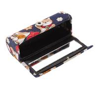 CRAFTHROU Japanese Style Portable Lipstick Case with Mirror Blue Cloth Material Lipstick Storage Holder for Daily Carry and Camping Well Protect