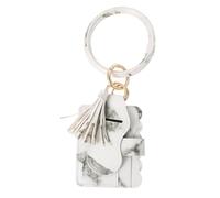 CRAFTHROU Lipstick Holder Bag Hand-Made with Key Chain and Bracelet White Pu Leather Flat Seam Cosmetic Pouch Travel Makeup Case for Lip Gloss and Cards for Keys and Lip Balm