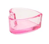 CRAFTHROU Manicure Nail Dish Heart-Shaped Glass Dappen Cup for Acrylics Translucent Pink Crystal Liquid Holder for Nail Art Studio Use