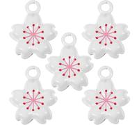 CRAFTHROU Metal Bell Decorative Bells Lightweight Cherry Blossom Phone Charms 5pcs with Crisp Sound for Bags and Phones, for DIY Works and Door Decoration