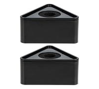 CRAFTHROU Mic Logo Flag Station 2Pcs ABS Triangle Black for Correspondent Interview Use Portable Sturdy Microphone Accessories