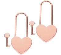 CRAFTHROU Mini Heart Shape Padlocks Cute Love Locks 2 Sets Zinc Alloy with Key Small Locks for Suitcase Backpack Travel Use for Couples