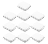 CRAFTHROU Mini Tin Box Multifunctional Categorized Storage for Portable Jewelry with Lid 10pcs Small White Tinplate Treat Boxes and Painting Tools Storage for Weddings and Daily Life