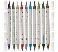 CRAFTHROU Nail Art Pens Double-ended 10pcs Plastic with Dot Markers and Line Drawing Tools for Natural and Acrylic Nails Suitable for Home DIY Painting