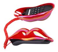 CRAFTHROU Novelty Phone Featuring a Red-Lip Shaped Design, Corded Land Line Phone Made of Abs and Electronic Engineering Materials, Lightweight Decoration for Home Decoration and Props