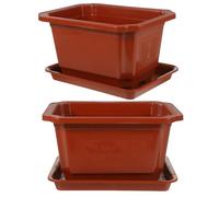 CRAFTHROU Nursery Plastic Plant Containers Rectangular Design for Peace Lily and Snake Plant Home Use 2 Sets