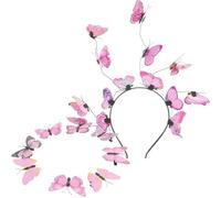 CRAFTHROU Pink Butterfly Hairband Decorative Headband for Women Lightweight Plastic Comfortable to Wear Party and Photo Accessory