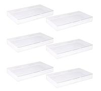 CRAFTHROU Plastic Cosmetic Storage Boxes with Lids to Keep Makeup and Craft Decorations Neat and Protected 6pcs Rectangular Desktop Organizer Sturdy One-piece Design for Home and Office