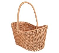 CRAFTHROU Portable Woven Storage Basket Beautiful Weaving Lines with Handle, Rattan Material for Treats, Books, and Outdoor Use in Kinds of Scenes