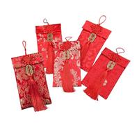 CRAFTHROU Red Envelopes Gift Money Chinese Style 5pcs Satin Money Envelopes and Fill with Jewelry, Festive Party Red Packet with Classic Design for New Year Wedding and Birthdays