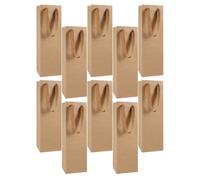 CRAFTHROU Red Wine Wrapping Bags and Reusable Design Kraft Paper 10pcs with Portable Handle for Wine Bottles and Whiskey Bottles for Dinner Parties and Housewarming Gifts