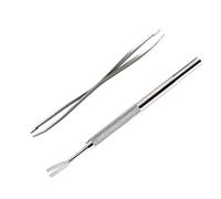 CRAFTHROU Remover Tool Set Easy to Carry Stainless Steel 2pcs Lightweight Tweezers and Removal Kit for Smaller Hidden Fleas for Dogs and Cats for Camping and Trips