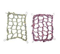 CRAFTHROU Rope and Metal Climbing Nets Providing A Comfortable Place to Climb and Rest Red 2pcs Firm and Sturdy Playing Hammocks for Parrots and Squirrels