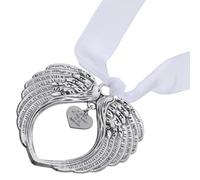 CRAFTHROU Silver Alloy Angel Wings Pendant Ornament for Christmas Tree Hanging Decoration with Ribbon, Realistic Wing Shape for Festive Decorations and Living Space Accent