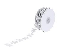 CRAFTHROU Silver Polyester Ribbon with Snowflake Design, Easy to Use and Gentle Texture, for Invitation Card and Floral Projects, Elegant Simple Design for Christmas Gift Wrapping and Indoor